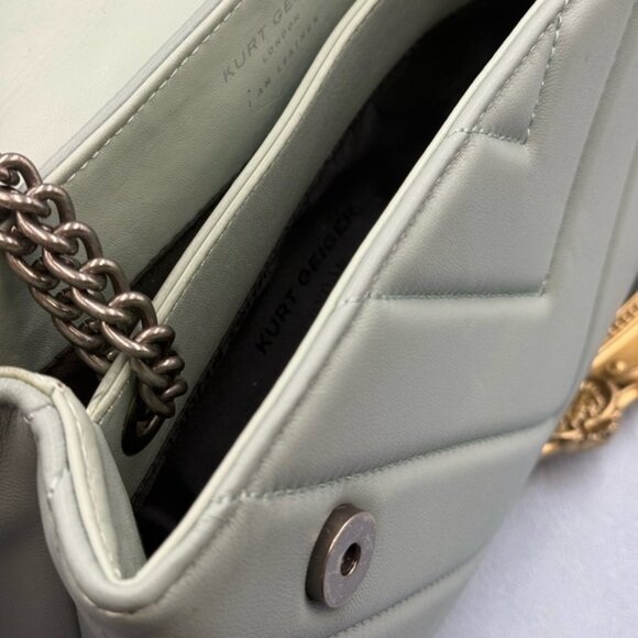 🆕 KURT GEIGER LONDON 🧿 NWT Leather Kensington Shoulder Bag, Pale Blue Grey - Picture 12 of 15